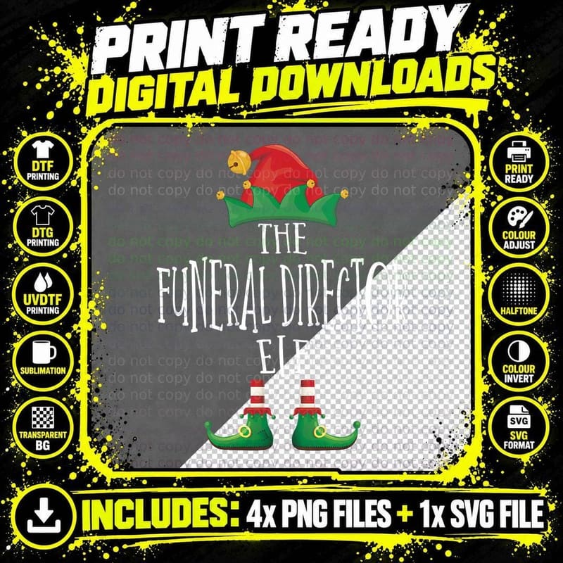 Funeral Director Elf Family Matching Christmas T-Shirt Png SVG Digital Bundle