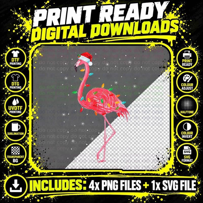 Funny Christmas Santa Hat Xmas Lights Pajama Pink Png SVG Digital Bundle