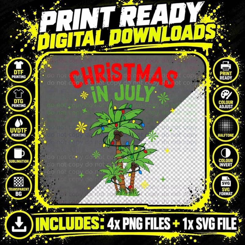 Funny Christmas in July Shirt Summer Beach Vacation Xmas Png SVG Digital Bundle