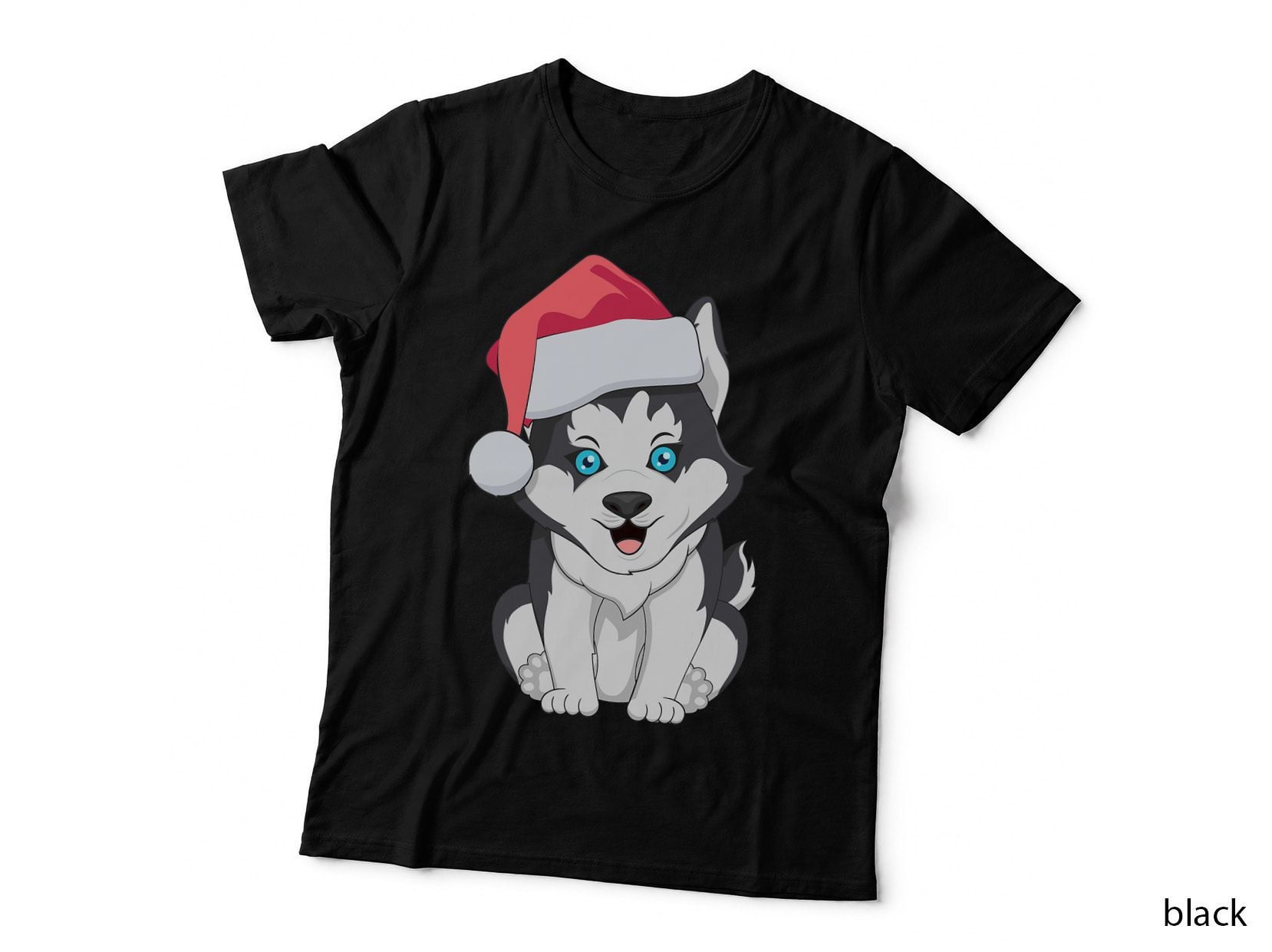 Funny Cute Siberian Husky Christmas Santa Hat Huskies Lover T-Shirt
