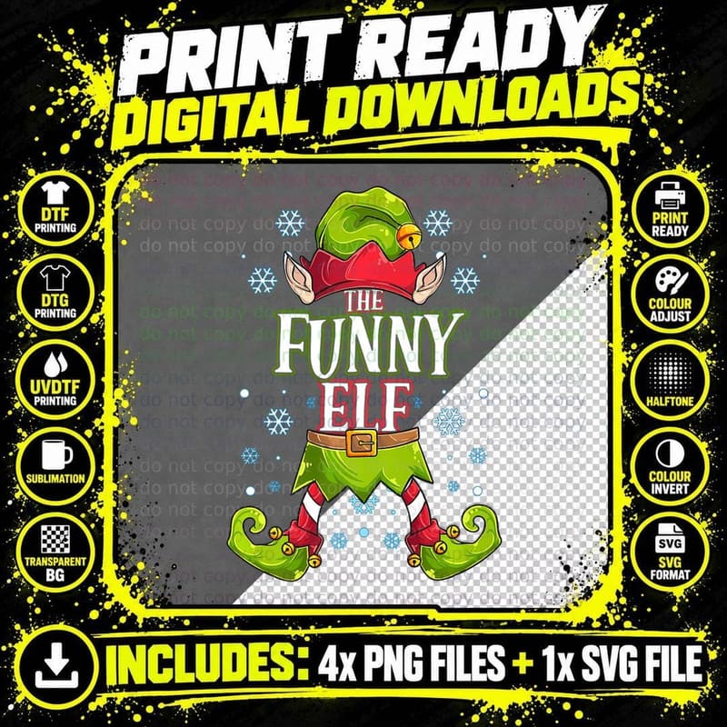 Funny Elf Matching Family Group Christmas Party Trendy Png SVG Digital Bundle