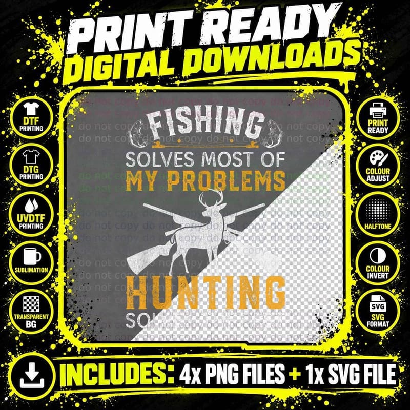 Funny Fishing and Hunting Gift Christmas Humor Hunter Png SVG Digital Bundle