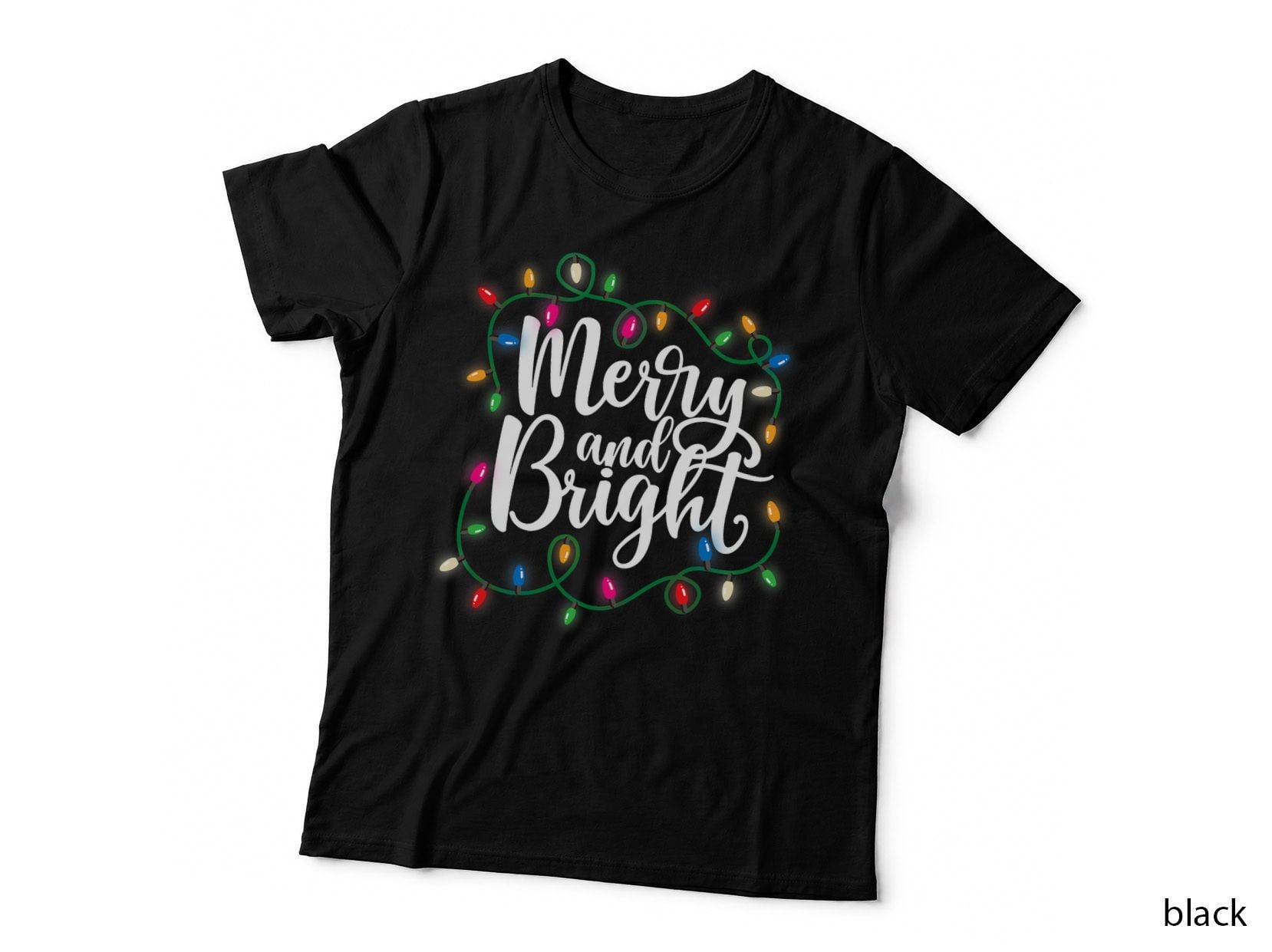 Funny Merry and Bright Christmas Lights Xmas Holiday Short Sleeve T-Shirt