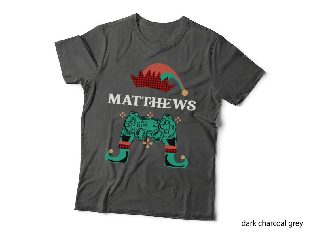 Gamer Elf Custom Name Matthews Christmas Legendary Video T-Shirt