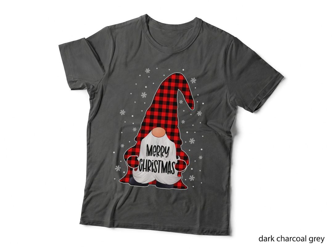 Gnome Merry Christmas Buffalo Red Plaid Matching Family Xmas T-Shirt