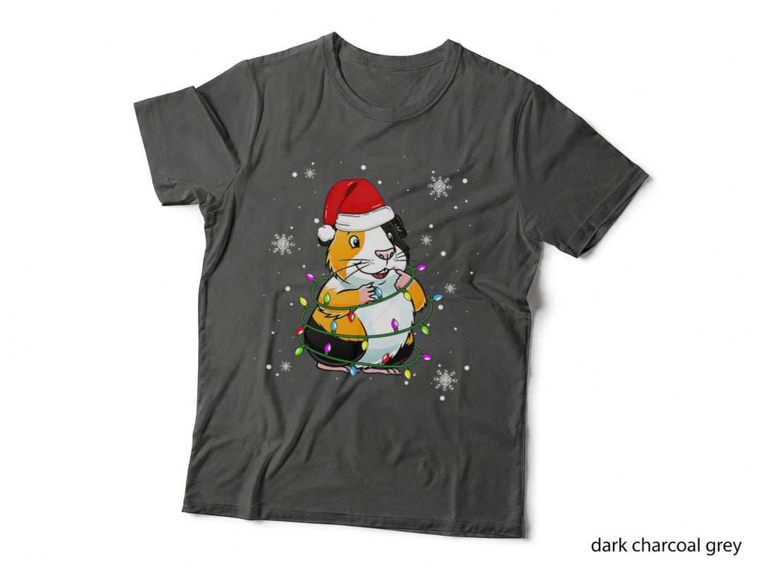 Guinea Pig Christmas Lights Led Santa Hat Christmas T-Shirt