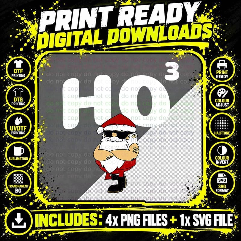 HO HO HO SANTA HO3 Funny Santa Claus Christmas T-Shirt Png SVG Digital Bundle