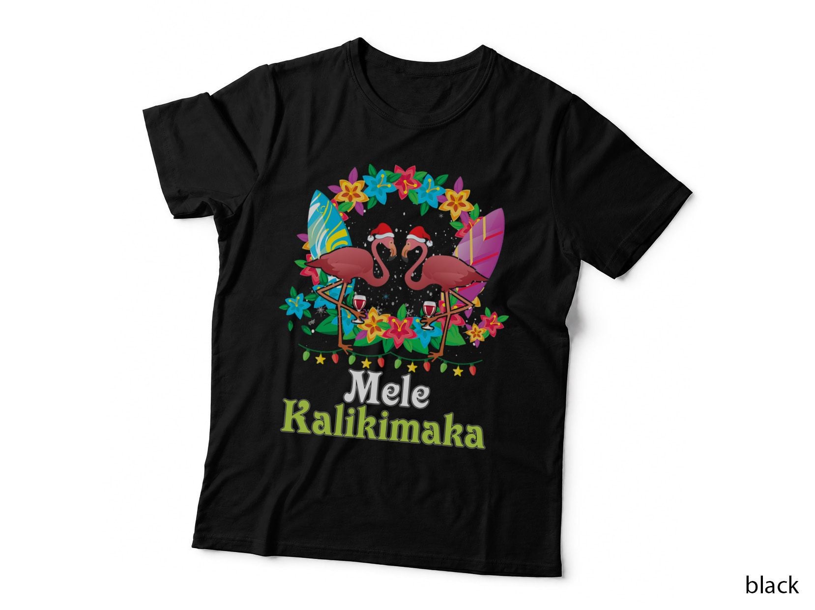 Hawaii Mele Kalikimaka Flamingo Christmas Merry Hawaiian T-Shirt