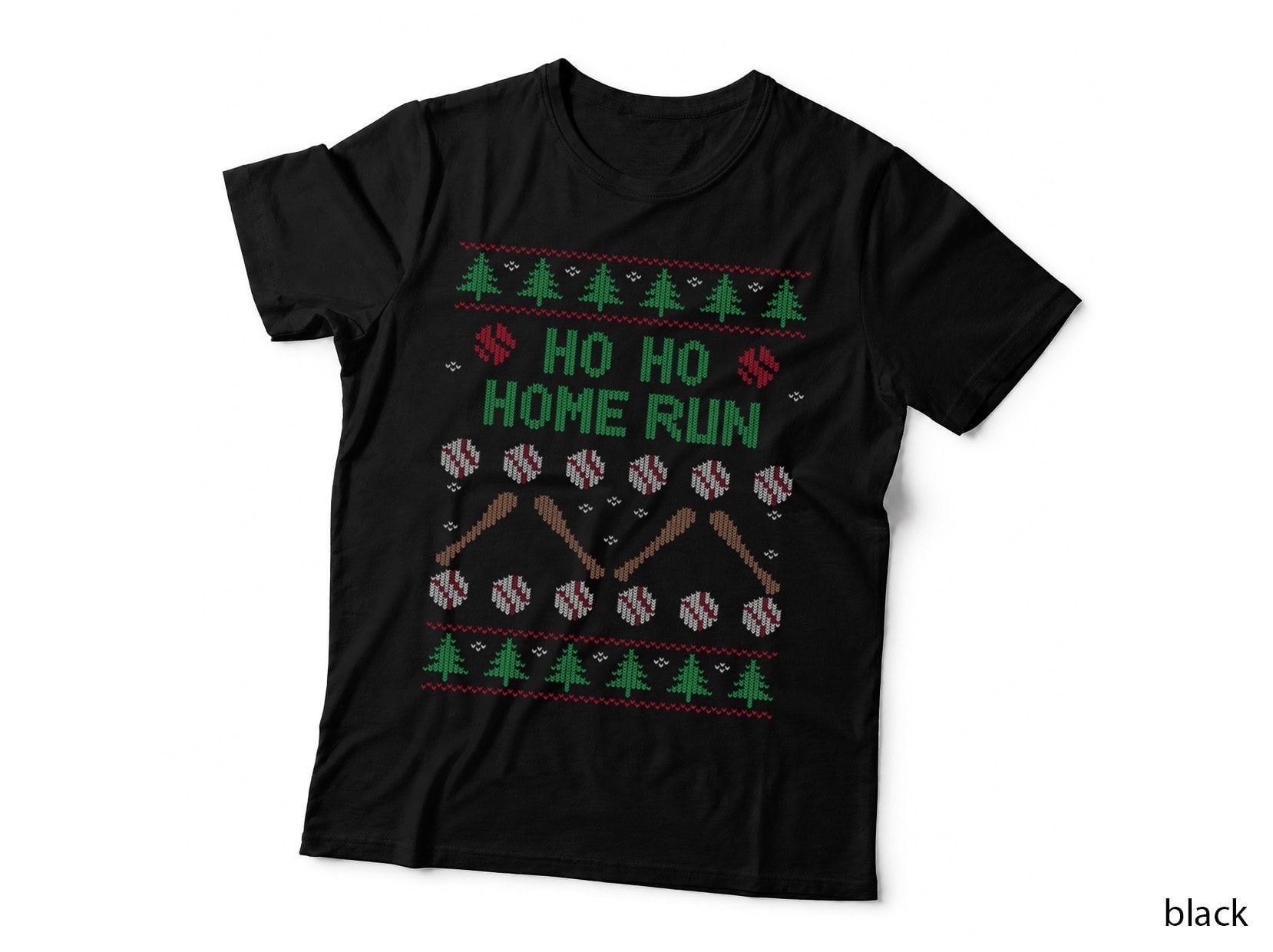Ho Ho HOME Run Funny Ugly Christmas Apparel Baseball Lover T-Shirt