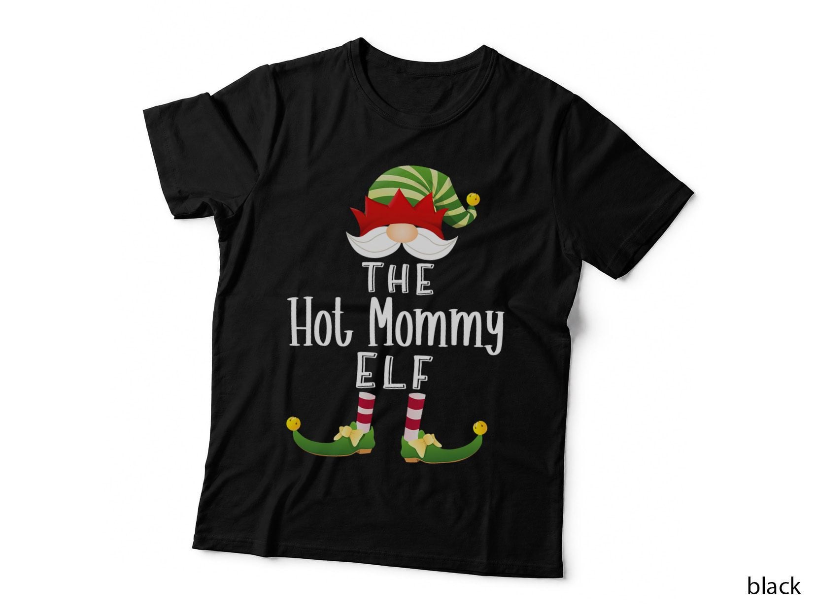 Hot Mommy Elf Group Christmas Funny Pajama Party T-Shirt