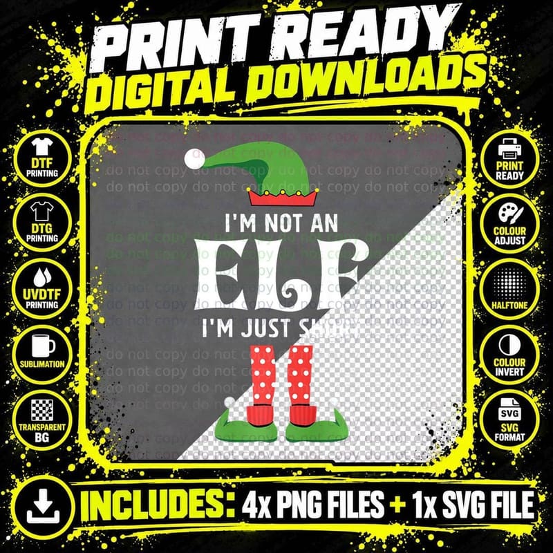I'm Not an Elf Just Short Reindeer Snowman Holiday Png SVG Digital Bundle