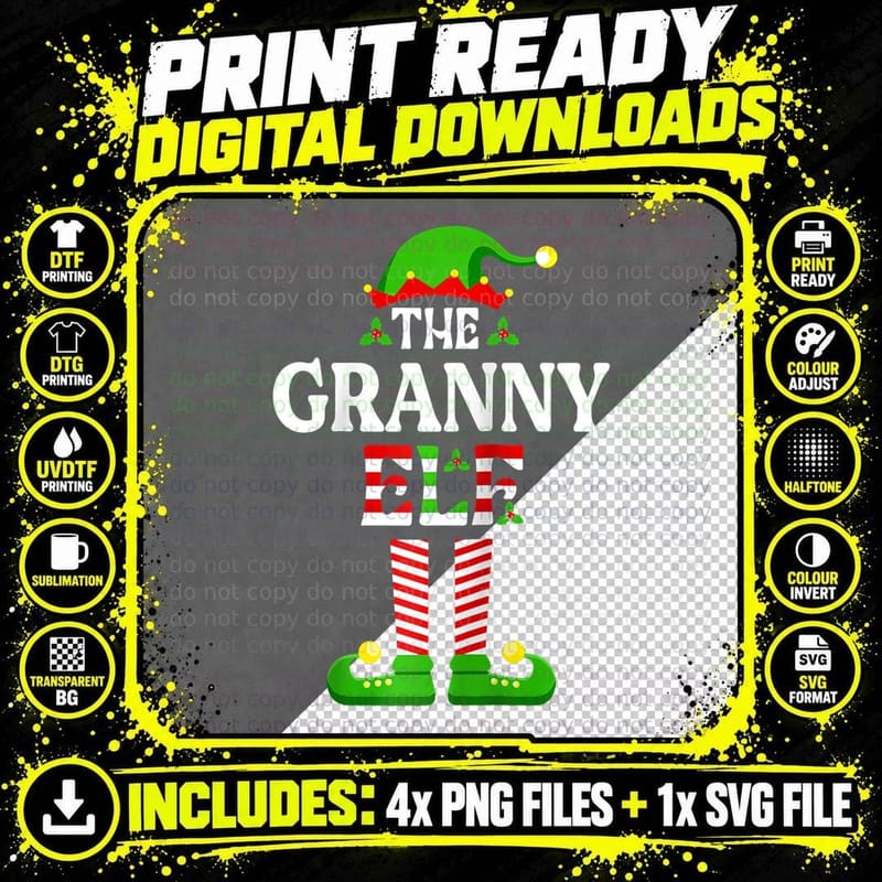 I'm the Granny Elf Funny Christmas Family Matching Png SVG Digital Bundle