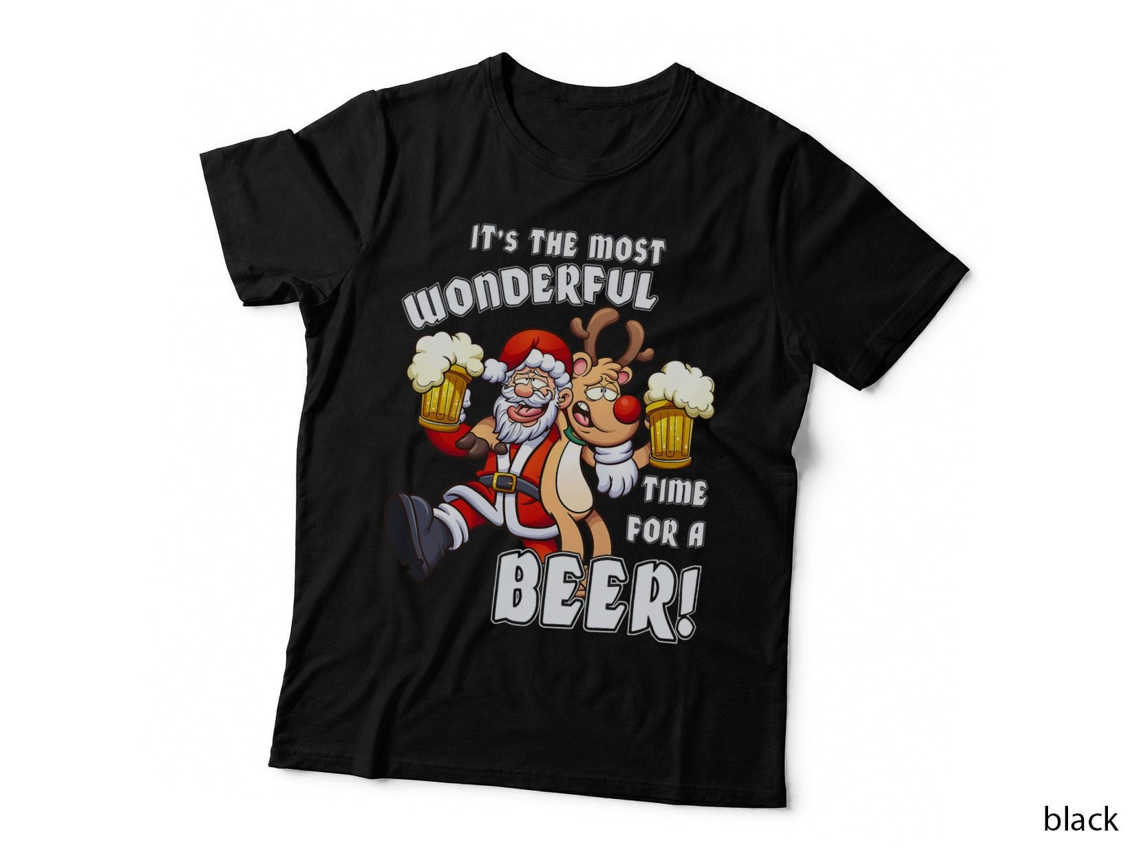 It's the Most Wonderful Time for a Beer Santa Funny Xmas T-Shirt
