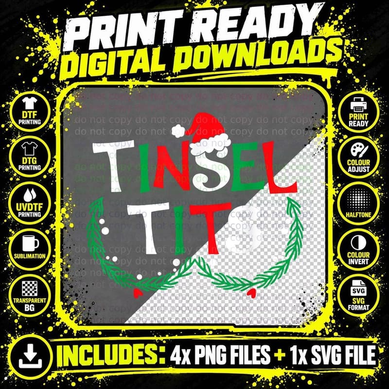 Jingle Balls & Tinsel Tits Funny Christmas Matching Png SVG Digital Bundle