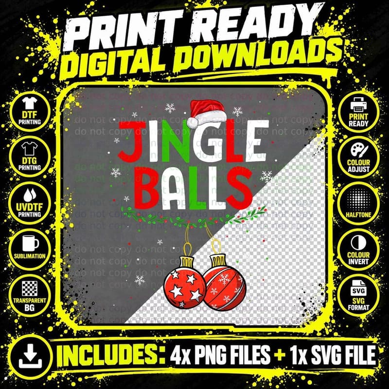 Jingle Balls Tinsel Tits Matching Chestnuts Christmas Png SVG Digital Bundle