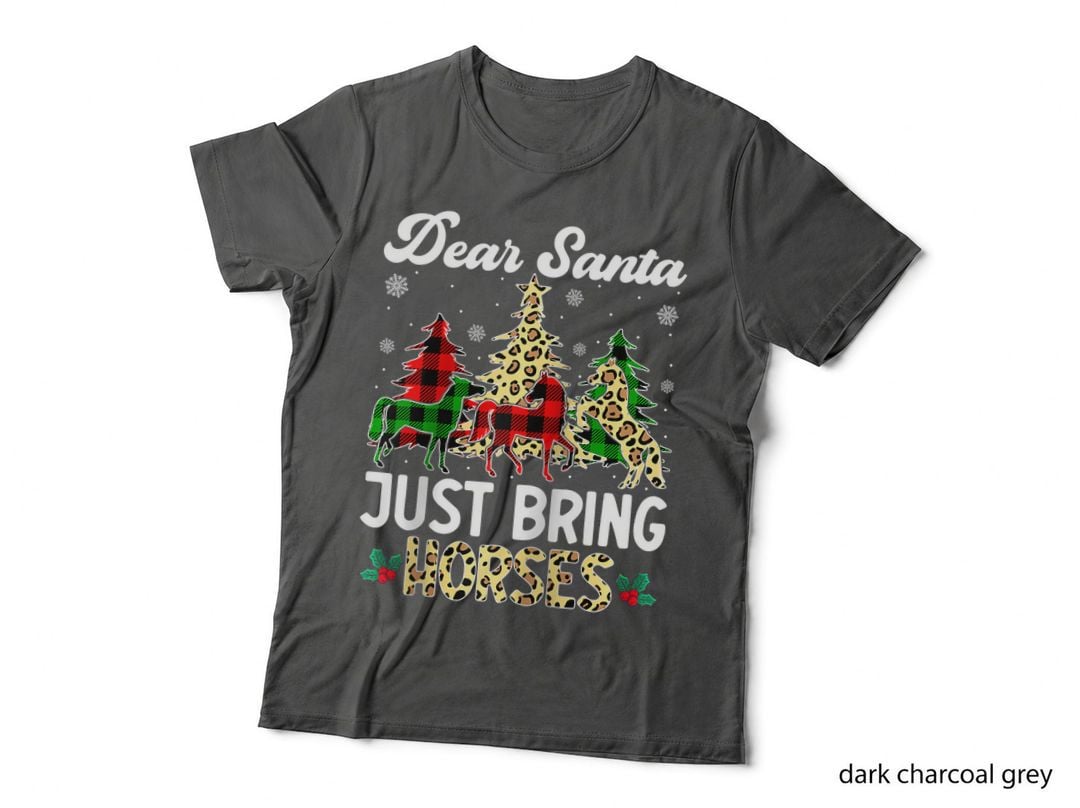 Leopard Plaid Christmas Dear Santa Just Bring Horses Xmas, Holiday Gift T-Shirt