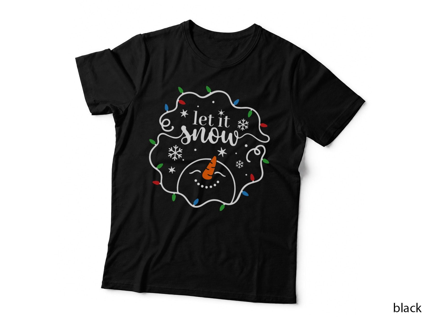 Let It Snow Funny Snowman Santa Christmas Light Xmas Costume T-Shirt