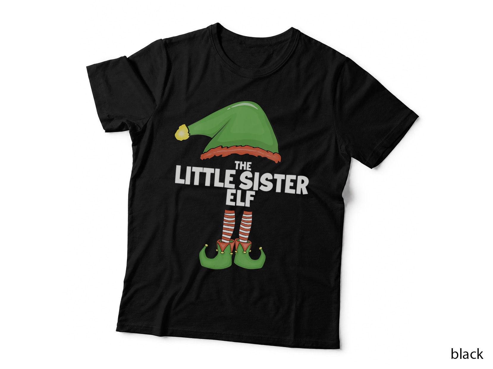 Little Sister Elf Tshirt Family Xmas Holiday Santa T-Shirt