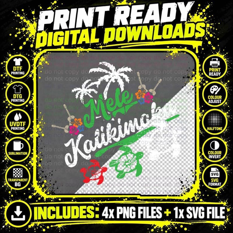 Mele Kalikimaka - Fun Merry Christmas, Festive Wear Png SVG Digital Bundle
