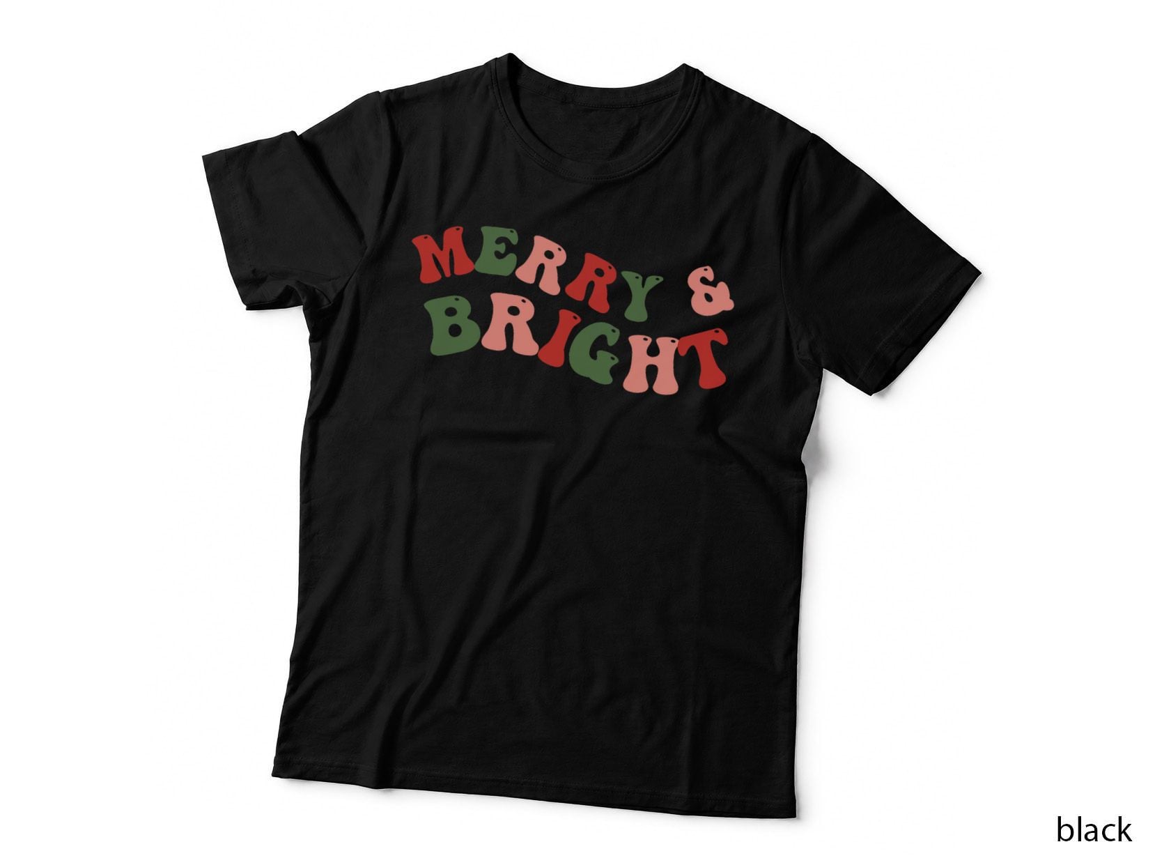 Merry & Bright - Groovy Christmas Retro Holiday 70s Santa T-Shirt