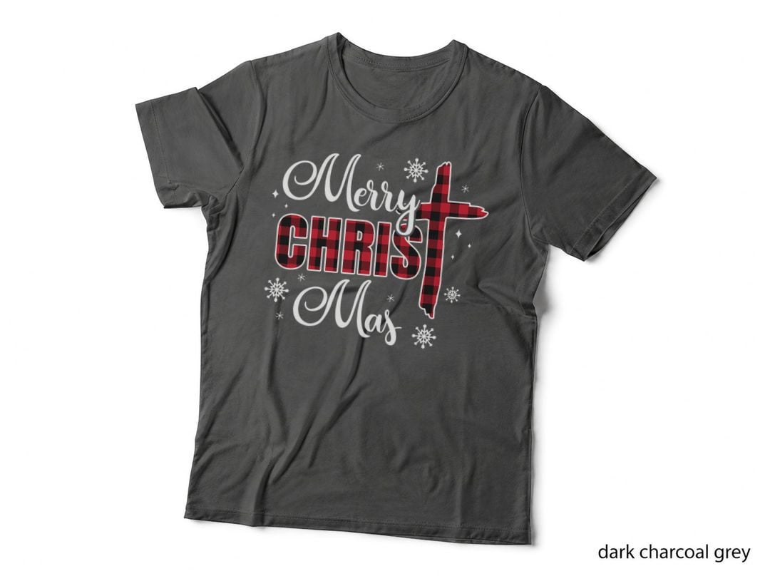 Merry Christmas Holiday Gift Christ Buffalo Plaid Checkered T-Shirt
