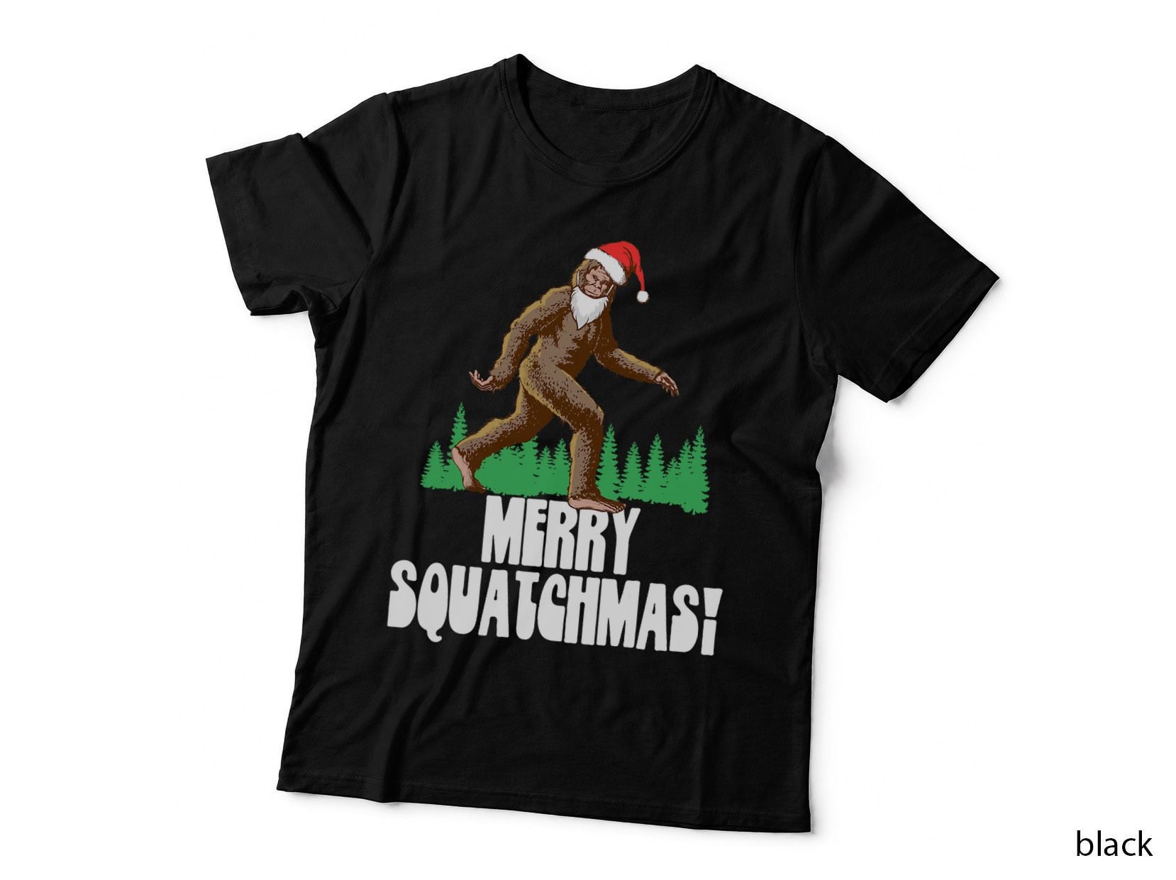 Merry Squatchmas Funny Christmas Bigfoot Santa Fake Beard T-Shirt