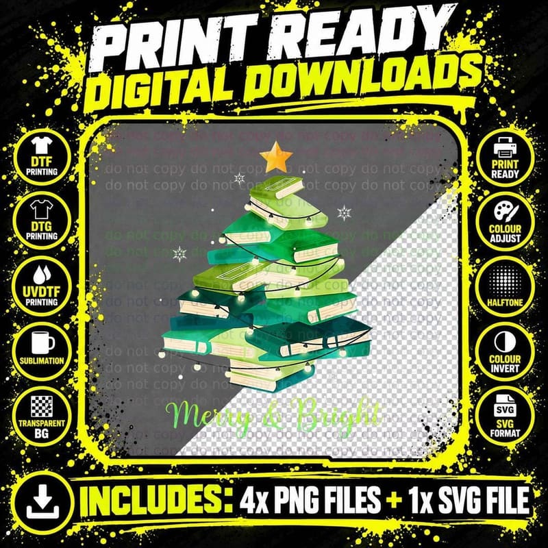 Merry and Bright Christmas Women Girls Kids Toddlers Png SVG Digital Bundle
