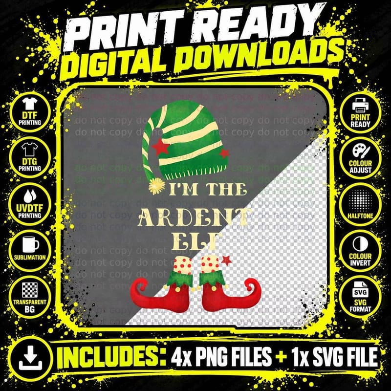 Santa Ardent Elf Christmas Matching Family Coworker Png SVG Digital Bundle