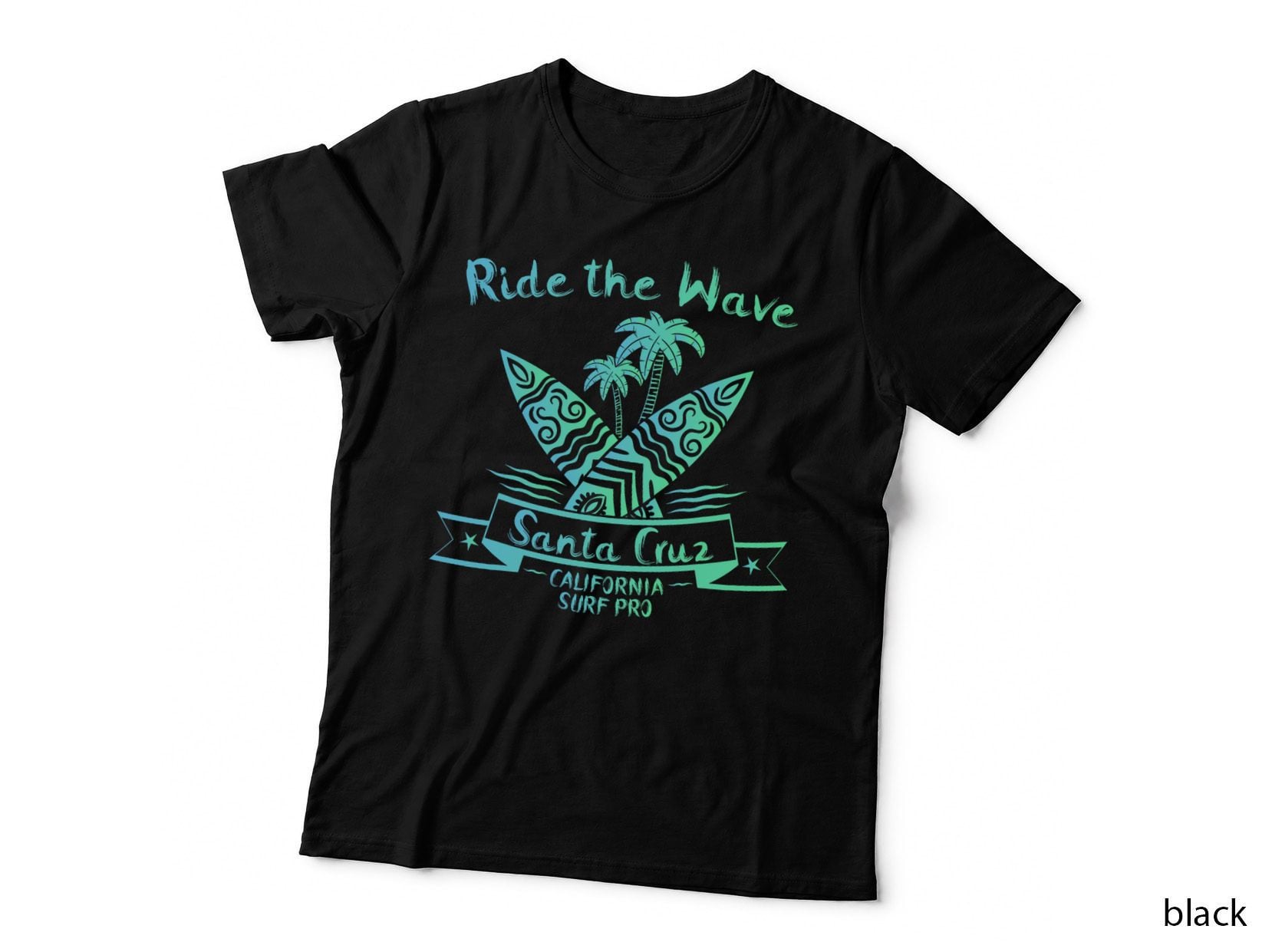 Santa Cruz Funny Ride the Wave Surfer Surfing Board Gift T-Shirt