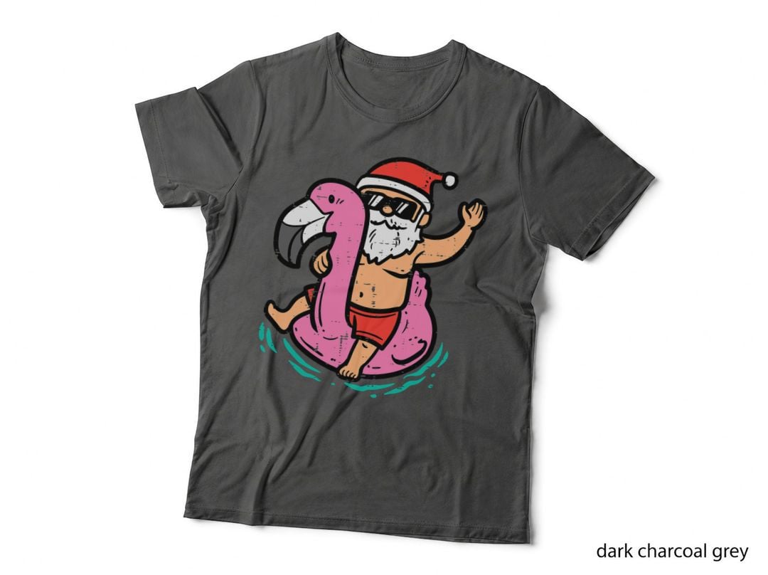 Santa Flamingo Floatie Funny Christmas in July Summer Xmas T-Shirt