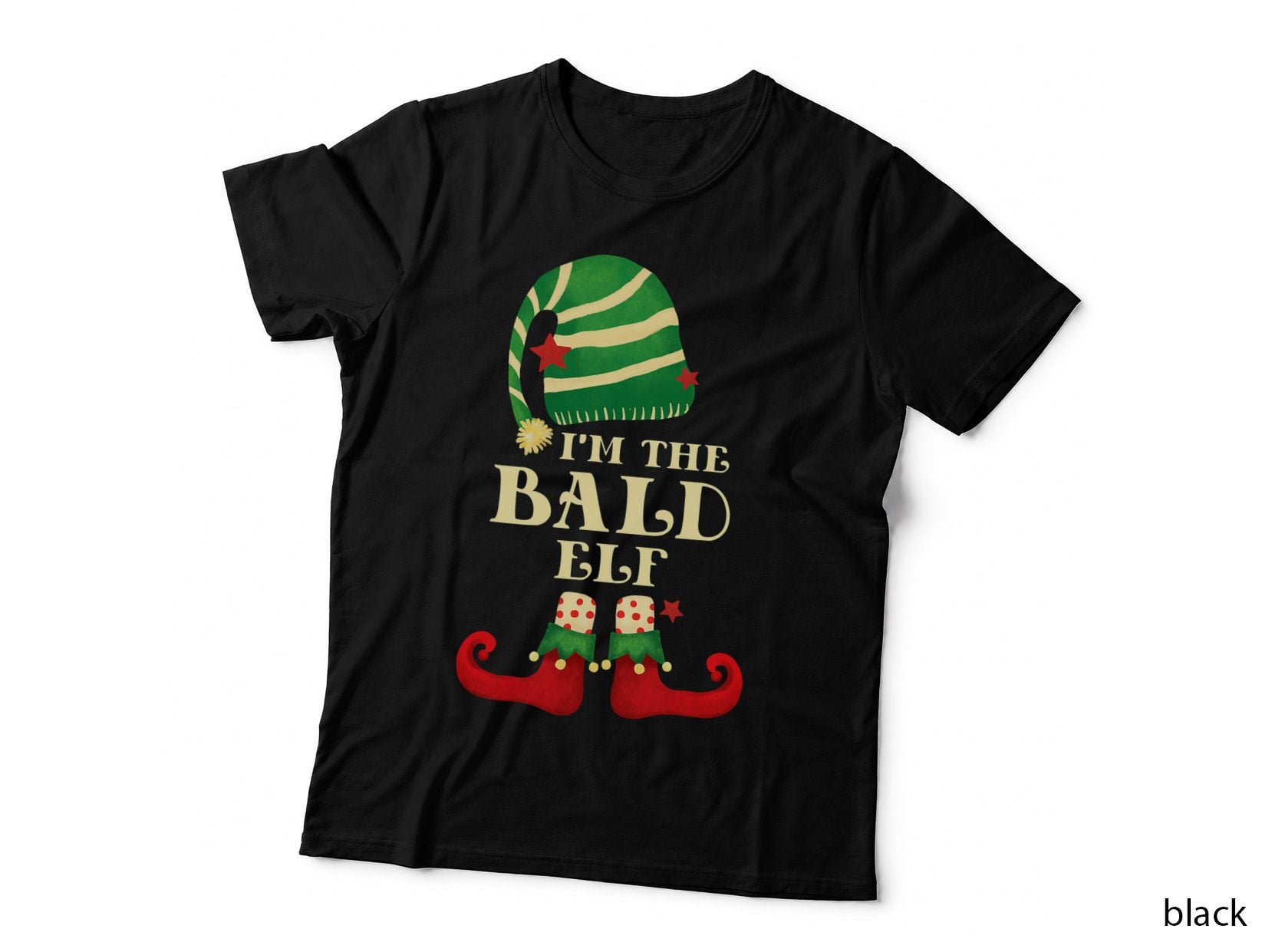 Santa the Bald Elf Christmas Matching Family Coworker Group T-Shirt
