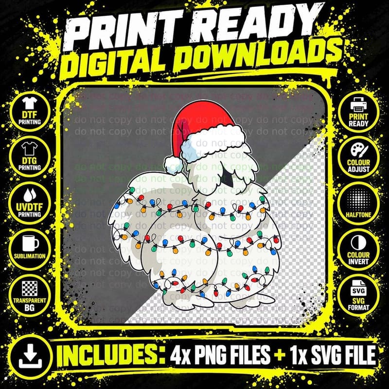 Silkie Silky Chicken Funny Christmas Graphic T-Shirt Png SVG Digital Bundle
