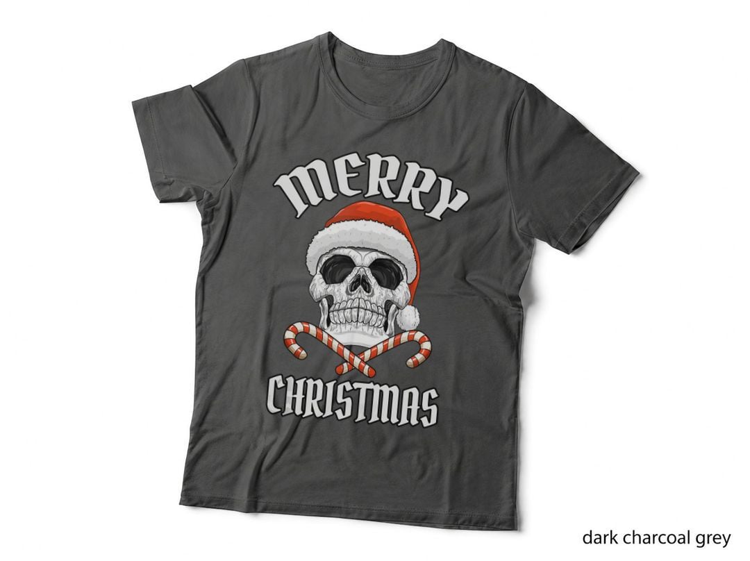 Skull Merry Christmas SHIRT Skeleton Funny Santa Rocker T-Shirt