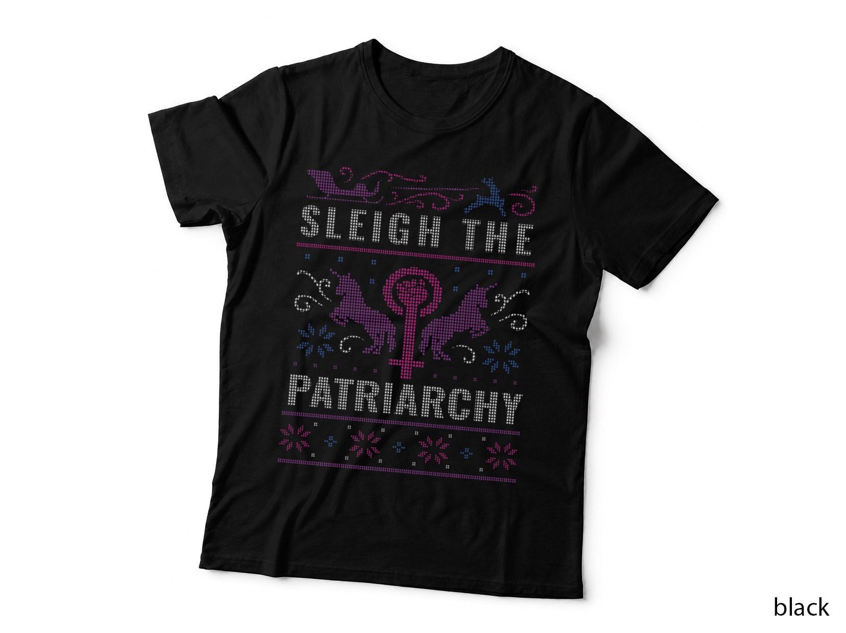 Sleigh Patriarchy Feminist Feminism Meme Ugly Christmas T-Shirt