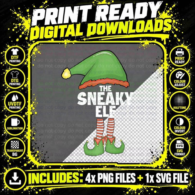 Sneaky Elf Family Xmas Holiday Shirt Santa Christmas Png SVG Digital Bundle
