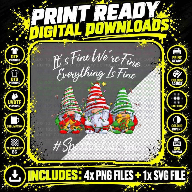 Sped Teacher Crew Funny Everything Is Fine Christmas Png SVG Digital Bundle