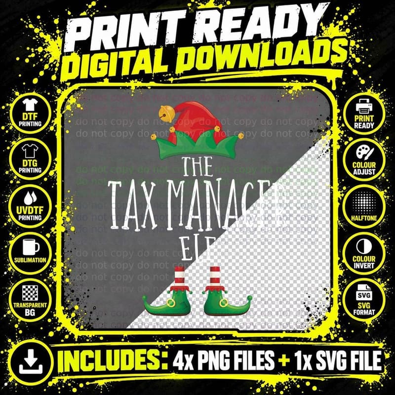 Tax Manager Elf Funny Family Matching Group Christmas Png SVG Digital Bundle