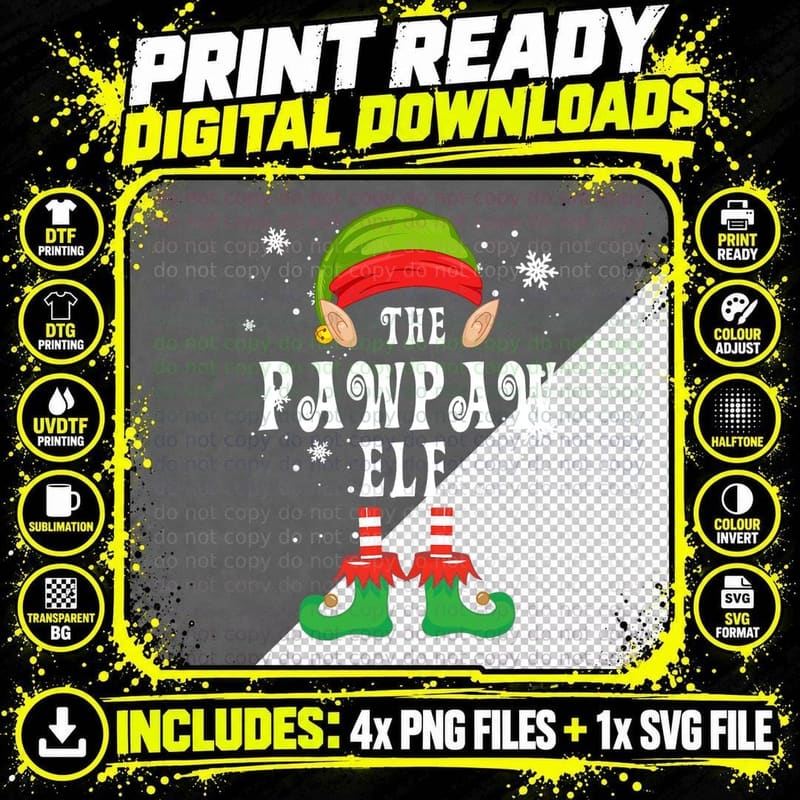 The Pawpaw ELF Family Matching Christmas Pajama Xmas Png SVG Digital Bundle