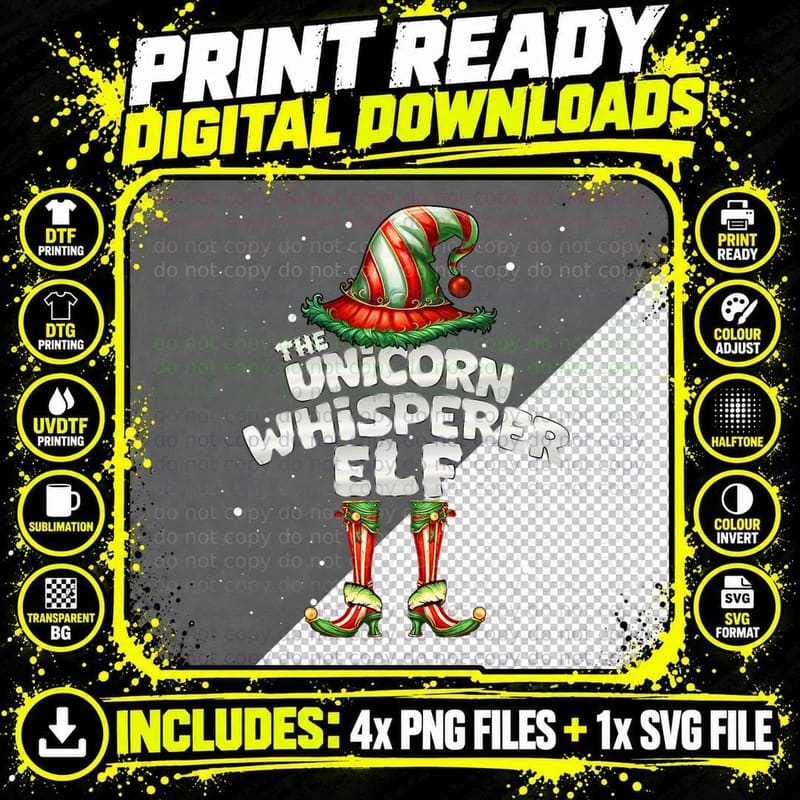The Unicorn Whisperer Elf Family Matching Group Png SVG Digital Bundle