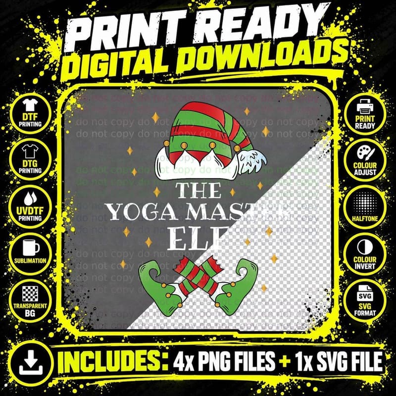 The Yoga Master Elf Namaste T-Shirt Png SVG Digital Bundle