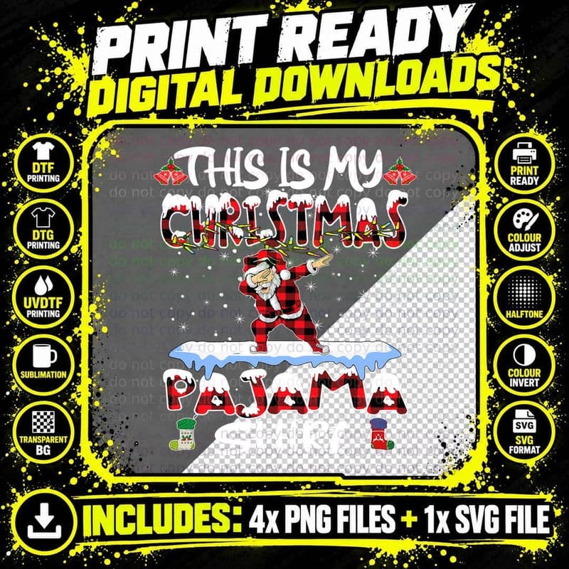 This Is My Christmas Funny Dabbing Santa Xmas Family Png SVG Digital Bundle