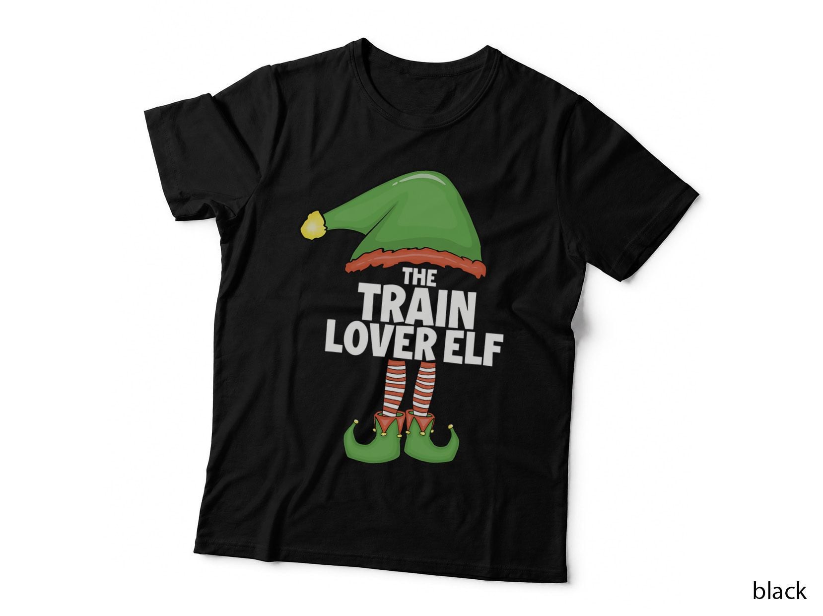 Train Lover Elf Tshirt Family Xmas Holiday Santa Christmas T-Shirt