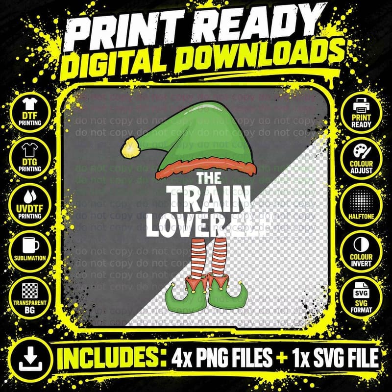 Train Lover Elf Tshirt Family Xmas Holiday Santa Png SVG Digital Bundle