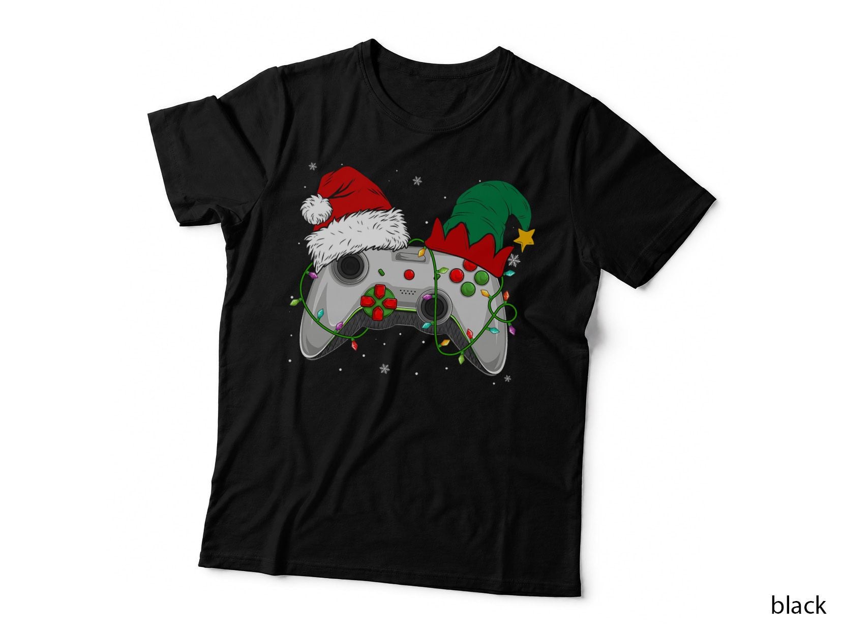 Video Game Controller Game Elf Santa Hat Christmas Xmas T-Shirt