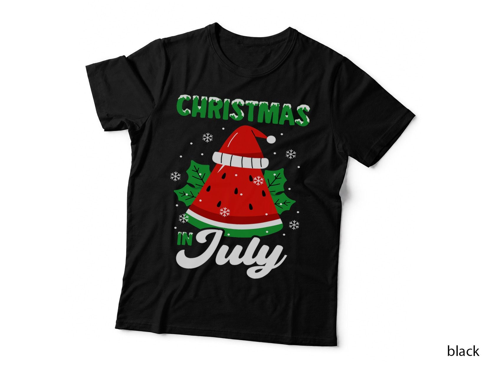 Watermelon Tree Santa Hat Funny Christmas in July Women Men T-Shirt