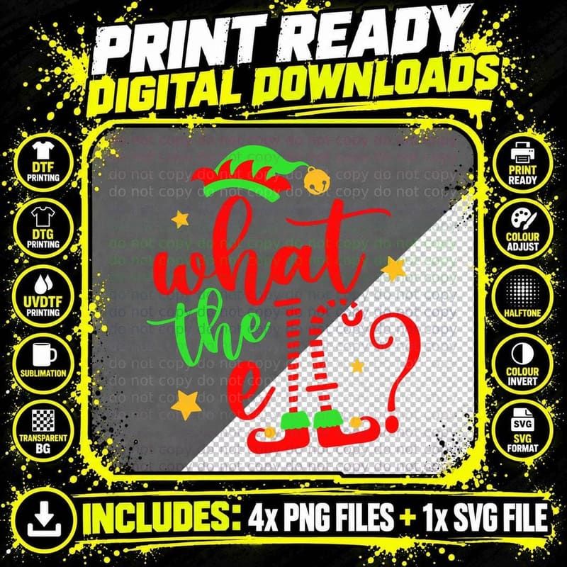 What the Elf Christmas Pajama Xmas Holiday Boy Girl Png SVG Digital Bundle