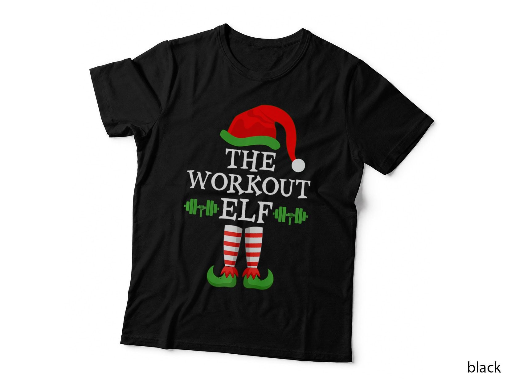 Xmas Holiday Matching Ugly Christmas Sweater Workout Elf T-Shirt
