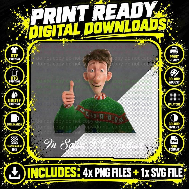Arthur Christmas Believe Crewneck Sweatshirt Png SVG Digital Bundle