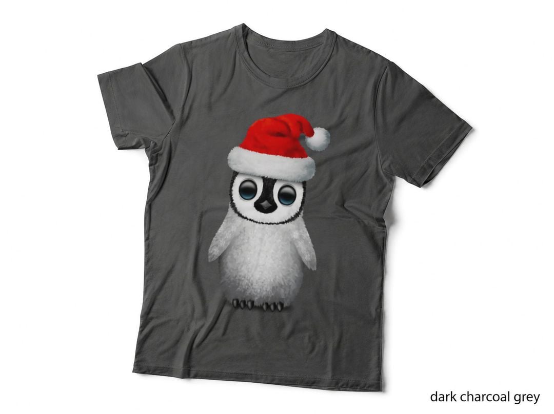 Baby Penguin Wearing a Santa Hat Crewneck Sweatshirt T-Shirt