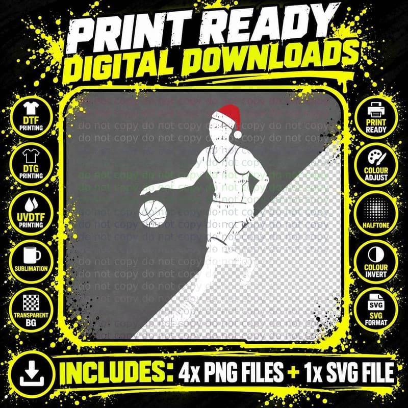 Basketball Player Christmas Pajama Cool Sport X-Mas Png SVG Digital Bundle